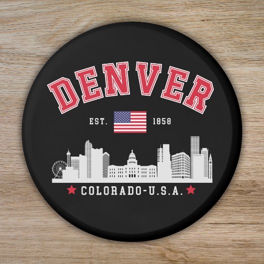 Denver Colorado Cityscape Design Magnet