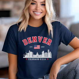 Denver Colorado Cityscape Design Tri-Blend Shirt