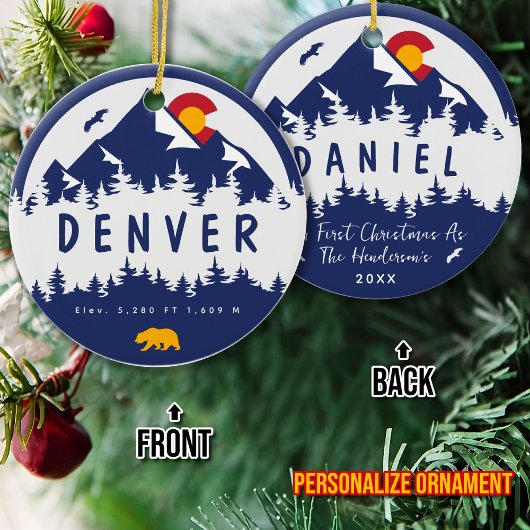 Denver Colorado Flag Bergsee-Zauber Keramik Ornament