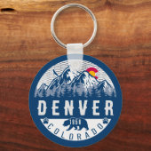 Denver Colorado Flag Camping Wandern Souvenirs 80e Schlüsselanhänger (Vorderseite)