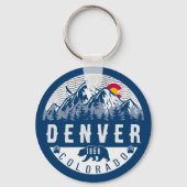 Denver Colorado Flag Camping Wandern Souvenirs 80e Schlüsselanhänger (Rückseite)