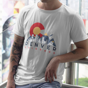 Denver Colorado Flag Camping Wandern Souvenirs 80e T-Shirt