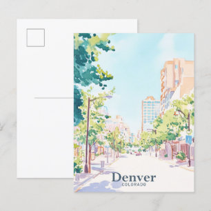 Denver Colorado Gouache-Malerei-Illustration Reise Postkarte