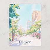 Denver Colorado Gouache Paint Illustration Travel Postkarte (Vorderseite)