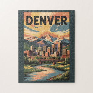 Denver Colorado Illustration Sonnenuntergang Reise Puzzle