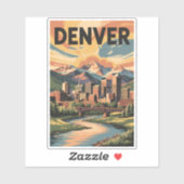 Denver Colorado Illustration Sunset Travel Art Aufkleber (Blatt)