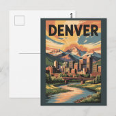 Denver Colorado Illustration Sunset Travel Art Postkarte (Vorne/Hinten)