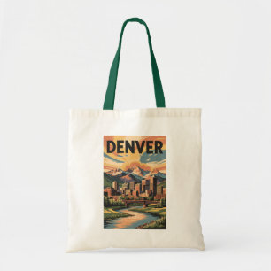 Denver Colorado Illustration Sunset Travel Art Tragetasche