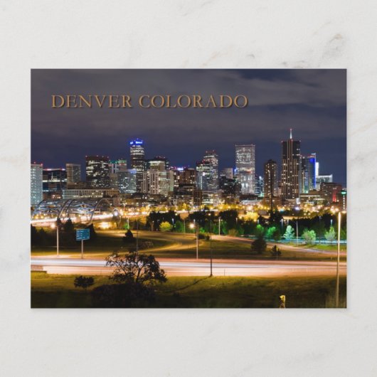 Denver, Colorado in der Nacht Postkarte (Vorderseite)