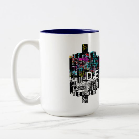 Denver, Colorado in Graffiti Zweifarbige Tasse (Links)