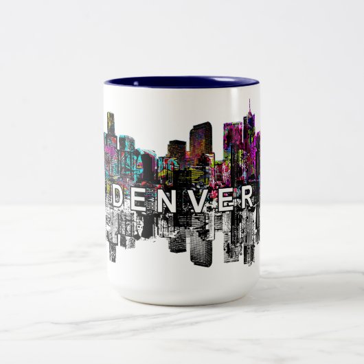 Denver, Colorado in Graffiti Zweifarbige Tasse (Mittel)