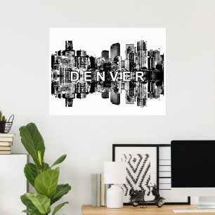 Denver, Colorado in Schwarz und Weiß Poster