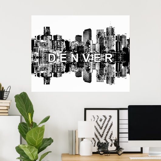 Denver, Colorado in Schwarz und Weiß Poster (Heimbüro)