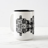 Denver, Colorado in schwarzer Tinte Zweifarbige Tasse (Vorderseite Links)