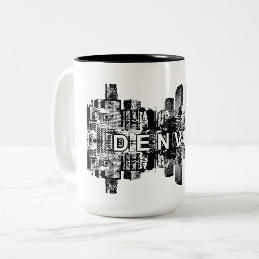 Denver, Colorado in schwarzer Tinte Zweifarbige Tasse (Vorderseite Links)