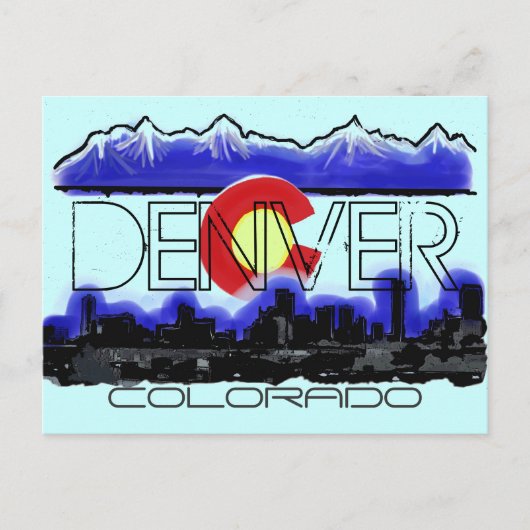 Denver Colorado Künstlerische Skyline-Flagge Postk Postkarte (Vorderseite)