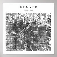 Denver Colorado Minimal Modern Street Karte