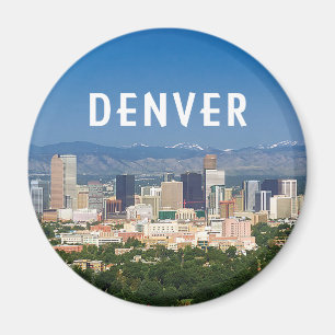 Denver Colorado mit dem Foto Innenstadt und Berge Magnet