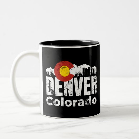 Denver Colorado Mountains Zweifarbige Tasse (Links)