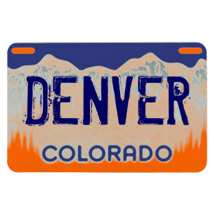 Denver Colorado orange blauer Nummernschildmagnet Magnet