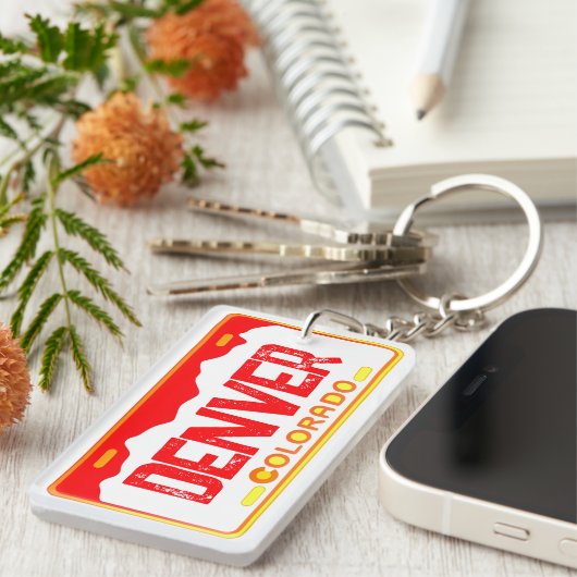 Denver Colorado Orange Nummernschild Schlüsselanhä Schlüsselanhänger (Vorderseite rechts)