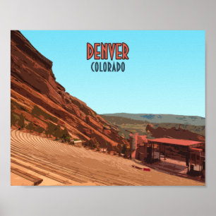 Denver Colorado Red Rocks Vintag Poster