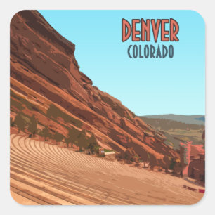 Denver Colorado Red Rocks Vintag Quadratischer Aufkleber