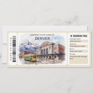 Denver Colorado Reise Bordkarte Ticket Einladung