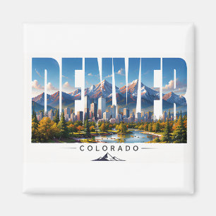 Denver Colorado Rocky Mountain Skyline Reise Magnet