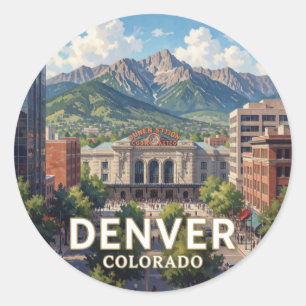 Denver Colorado Rocky Mountain Stadtbild Runder Aufkleber