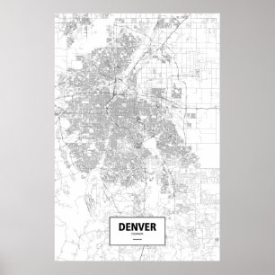 Denver, Colorado (schwarz auf weiß) Poster