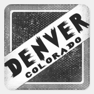 Denver Colorado Schwarz-weiße Grunge-Aufkleber Quadratischer Aufkleber