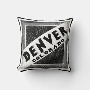 Denver Colorado Schwarz-weißes Grunge Kissen