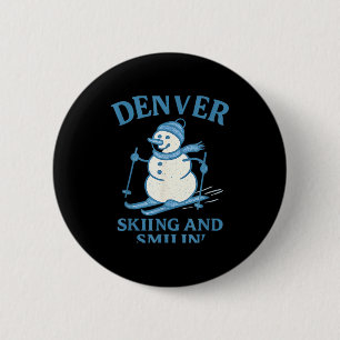 Denver Colorado Skifahren und lächelnder Schneeman Button