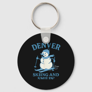 Denver Colorado Skifahren und lächelnder Schneeman Schlüsselanhänger