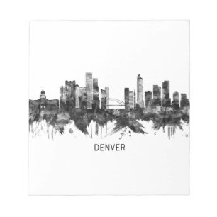 Denver Colorado Skyline BW Notizblock