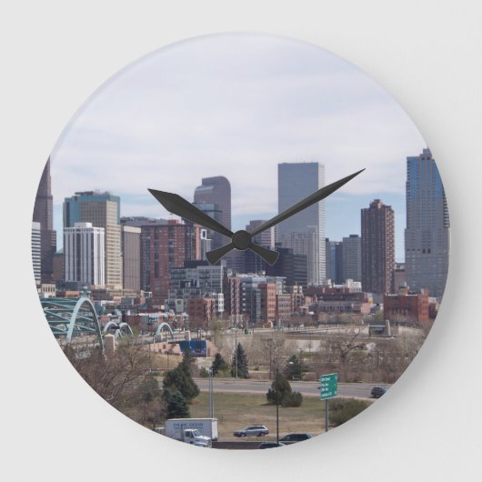 Denver, Colorado Skyline Clock Große Wanduhr (Vorderseite)