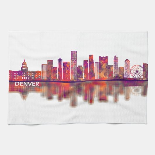 Denver Colorado Skyline Geschirrtuch (Horizontal)