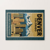 Denver Colorado Skyline Reisen Vintag Puzzle (Horizontal)
