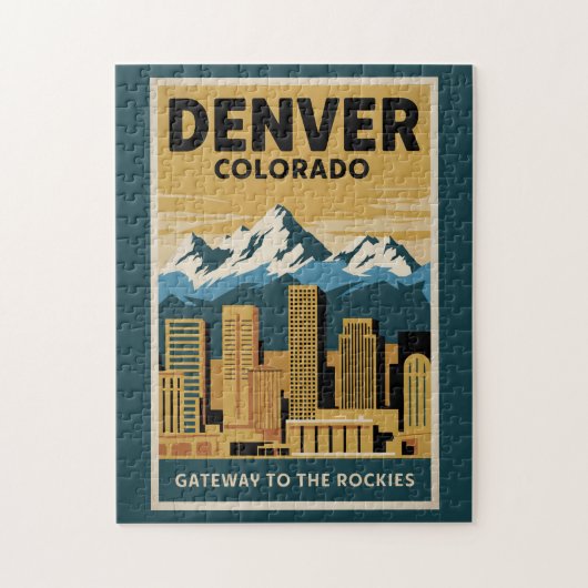Denver Colorado Skyline Reisen Vintag Puzzle (Vertikal)