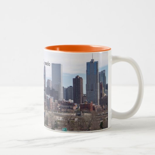 Denver, Colorado Skyline-Tasse Zweifarbige Tasse (Rechts)