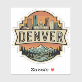 Denver Colorado Skyline Vintage Travel Badge  Aufkleber