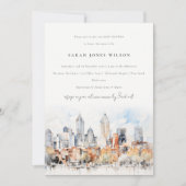 Denver Colorado Skyline Watercolor Babydusche Einladung (Vorderseite)