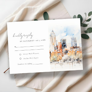 Denver Colorado Skyline Watercolor Wedding RSVP Karte