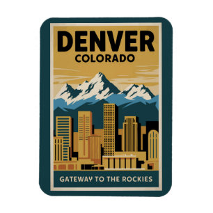Denver Colorado Stadtansicht Reise Kunst Vintage Magnet