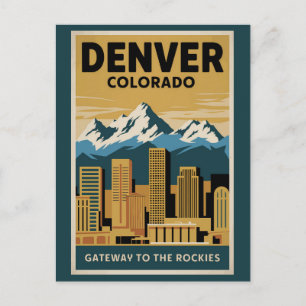 Denver Colorado Stadtansicht Reise Kunst Vintage Postkarte