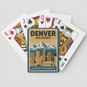 Denver Colorado Stadtansicht Reise Kunst Vintage Spielkarten