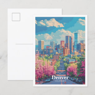 Denver Colorado USA Art Vintage Travel Postkarte