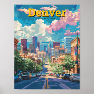 Denver Colorado USA Vintage Reise Poster