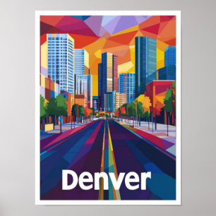 Denver Colorado USA Vintage Reiseillustration Poster